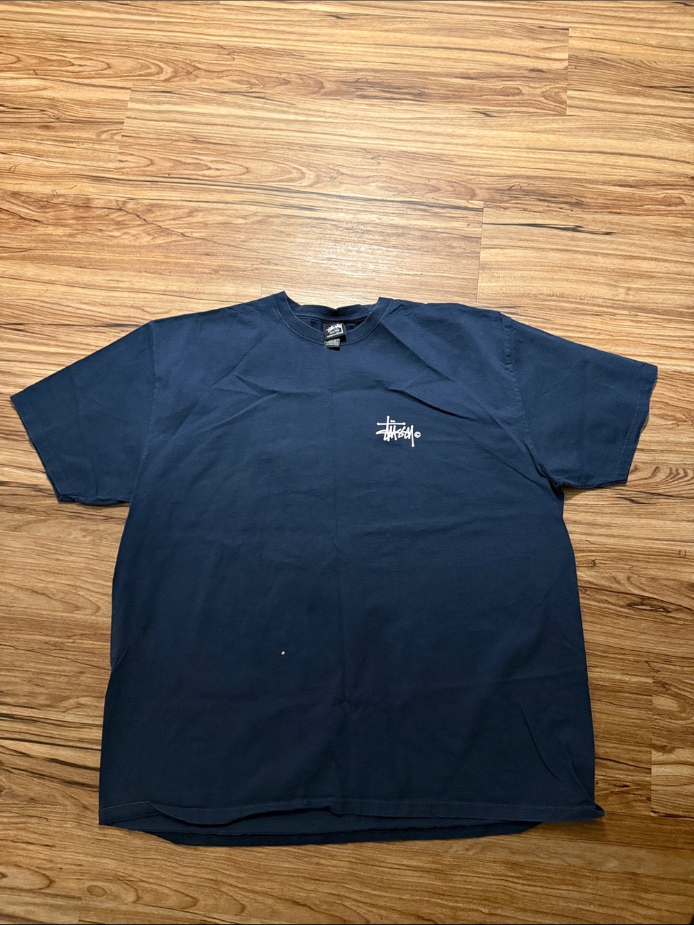 Stussy Men’s Navy Short Sleeve Tee with White Logo